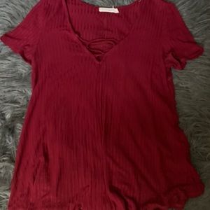 Burgundy red lace up top